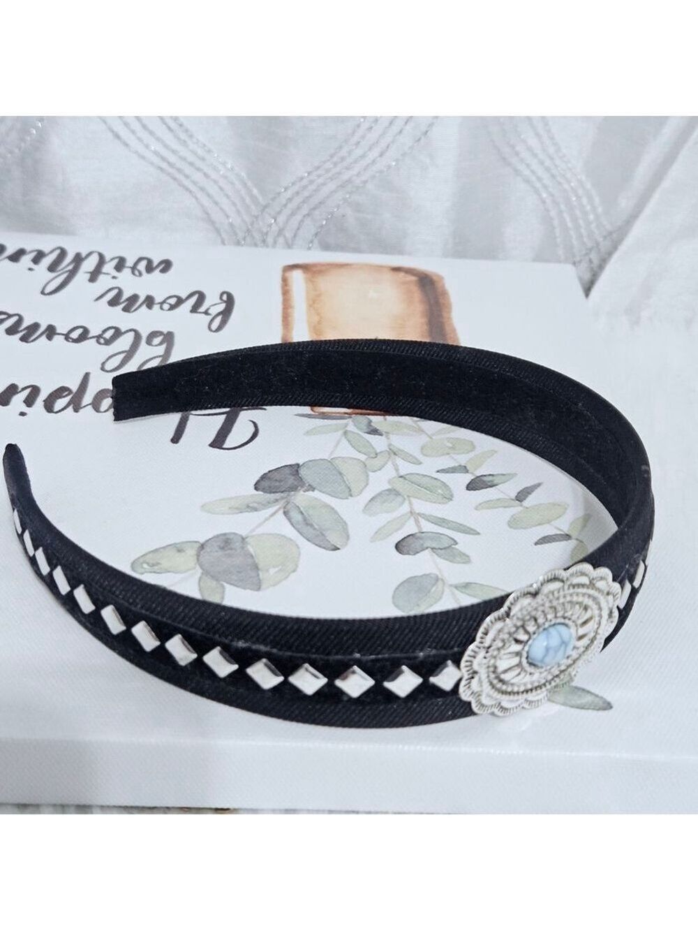 Western Style Turquoise Concho Headband - Picture 2 of 5
